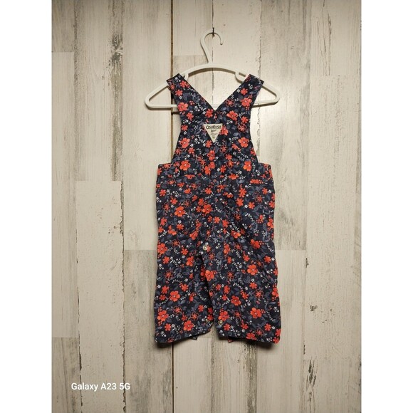 Osh Kosh Girls Blue Floral Overalls (Size: 9M) - Picture 3 of 5